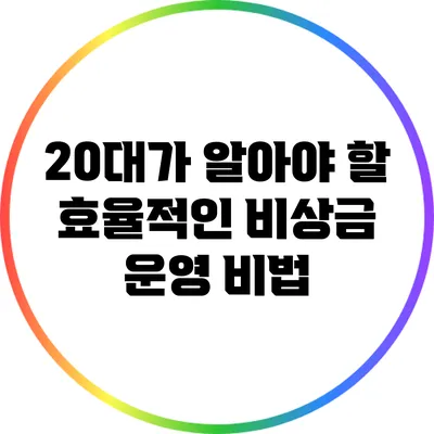 20대가 알아야 할 효율적인 비상금 운영 비법