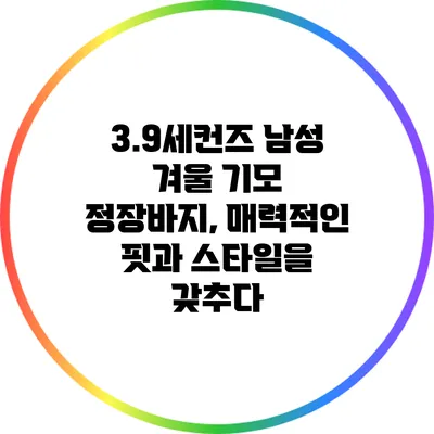 3.9세컨즈 남성 겨울 기모 정장바지, 매력적인 핏과 스타일을 갖추다