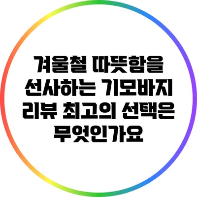 겨울철 따뜻함을 선사하는 기모바지 리뷰: 최고의 선택은 무엇인가요?