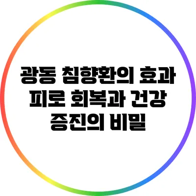 광동 침향환의 효과: 피로 회복과 건강 증진의 비밀