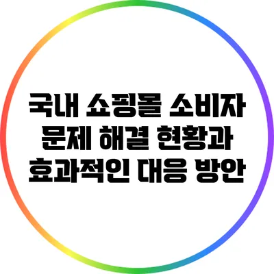 국내 쇼핑몰 소비자 문제 해결 현황과 효과적인 대응 방안