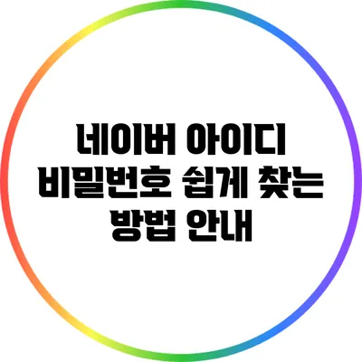 네이버 아이디 비밀번호 쉽게 찾는 방법 안내