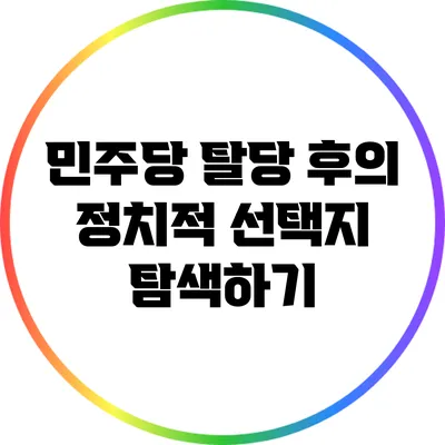민주당 탈당 후의 정치적 선택지 탐색하기