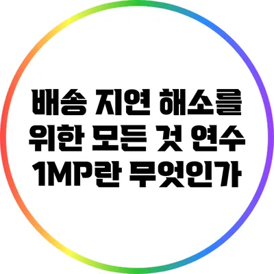 배송 지연 해소를 위한 모든 것: 연수 1MP란 무엇인가?