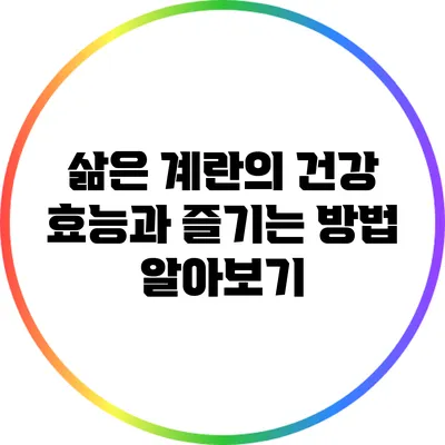 삶은 계란의 건강 효능과 즐기는 방법 알아보기