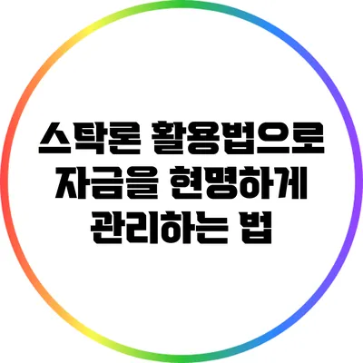 스탁론 활용법으로 자금을 현명하게 관리하는 법
