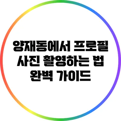 양재동에서 프로필 사진 촬영하는 법 완벽 가이드