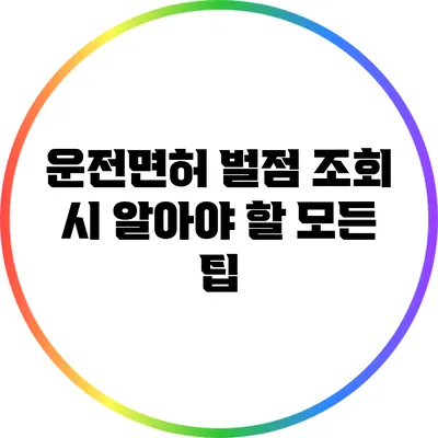 운전면허 벌점 조회 시 알아야 할 모든 팁