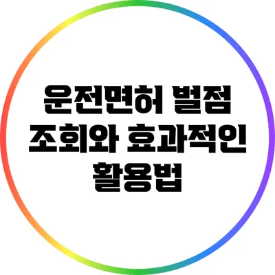 운전면허 벌점 조회와 효과적인 활용법
