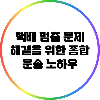택배 멈춤 문제 해결을 위한 종합 운송 노하우