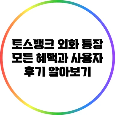토스뱅크 외화 통장: 모든 혜택과 사용자 후기 알아보기