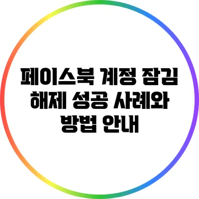 페이스북 계정 잠김 해제 성공 사례와 방법 안내