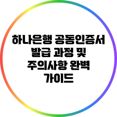 하나은행 공동인증서 발급 과정 및 주의사항 완벽 가이드