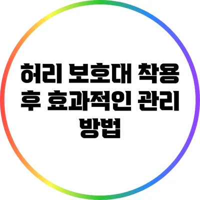 허리 보호대 착용 후 효과적인 관리 방법