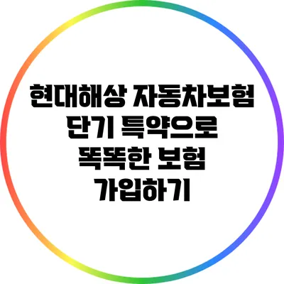 현대해상 자동차보험 단기 특약으로 똑똑한 보험 가입하기