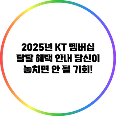 2025년 KT 멤버십 달달 혜택 안내: 당신이 놓치면 안 될 기회!