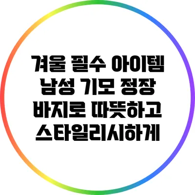 겨울 필수 아이템: 남성 기모 정장 바지로 따뜻하고 스타일리시하게