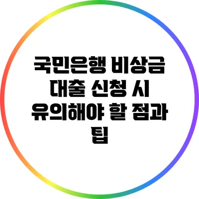 국민은행 비상금 대출 신청 시 유의해야 할 점과 팁