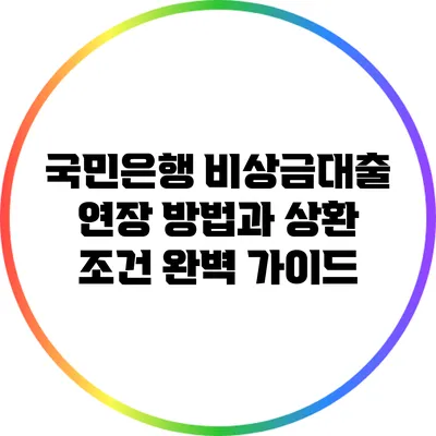 국민은행 비상금대출 연장 방법과 상환 조건 완벽 가이드