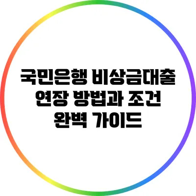 국민은행 비상금대출 연장 방법과 조건 완벽 가이드