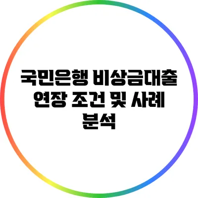 국민은행 비상금대출 연장: 조건 및 사례 분석
