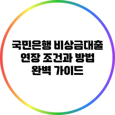 국민은행 비상금대출 연장 조건과 방법 완벽 가이드
