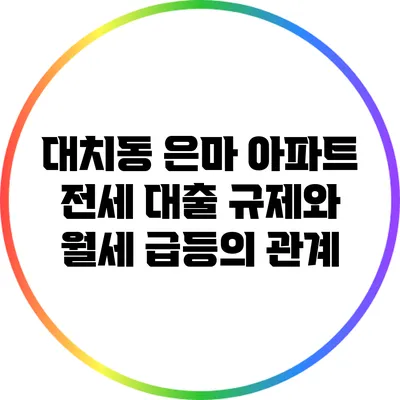 대치동 은마 아파트 전세 대출 규제와 월세 급등의 관계