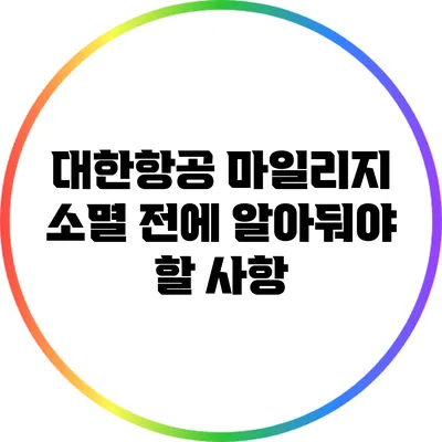 대한항공 마일리지 소멸 전에 알아둬야 할 사항