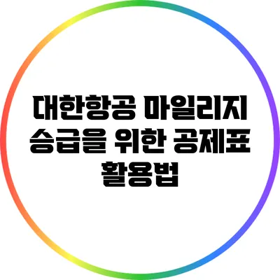 대한항공 마일리지 승급을 위한 공제표 활용법