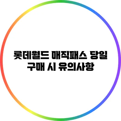롯데월드 매직패스 당일 구매 시 유의사항