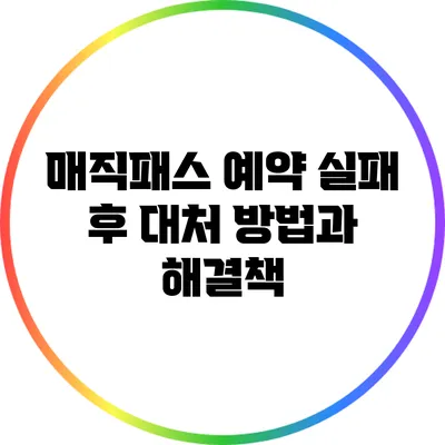 매직패스 예약 실패 후 대처 방법과 해결책