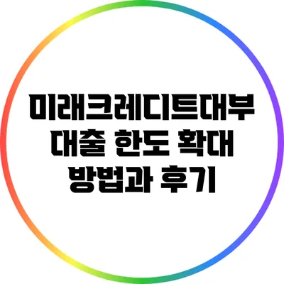 미래크레디트대부 대출 한도 확대 방법과 후기
