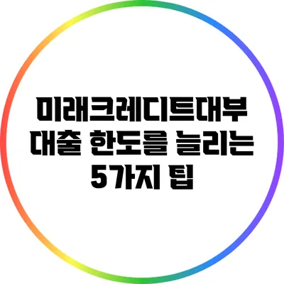 미래크레디트대부 대출 한도를 늘리는 5가지 팁
