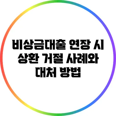 비상금대출 연장 시 상환 거절 사례와 대처 방법