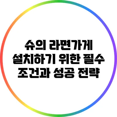 슈의 라면가게 설치하기 위한 필수 조건과 성공 전략