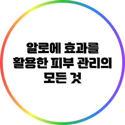 알로에 효과를 활용한 피부 관리의 모든 것