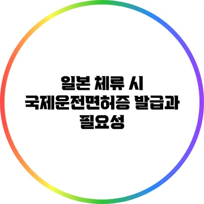 일본 체류 시 국제운전면허증 발급과 필요성